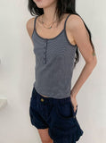Kasumi Stripe Color Matching Button Sleeveless