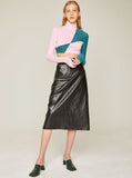 Crack Leather Maxi Skirt