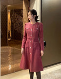 Ennis Shirring Wool Tweed One Piece