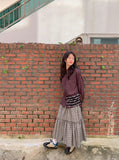 Wendell Check Frill Banding Long Skirt