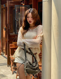 [Cup sleeveless + Belt set] Summer Bohemian Net Knit Set