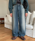 Sonk washed wide denim pants