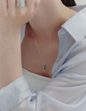 [Premium Plating] Volume Square AB(W) Dual Pave Necklace