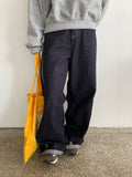 Muki Line Cut Raw Denim Wide Pants