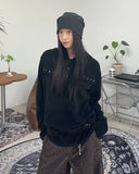 Vale Rivet Henley Neck Hoodie