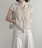 Trench Button Crop Short Sleeve Shirt Jacket