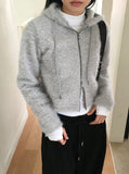 Anko Mohair Angora Two-Way Hood Zip-Up Cardigan
