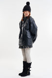 Embossed biker leather jacket