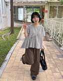 Hub Diagonal Frill Short Sleeve Blouse
