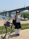 Nibont Summer Embroidery Punching Banding Wide Pants