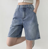 Carpenter Bermuda Knee Length Banding Denim Shorts