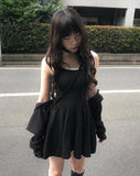 [Muffler set] Dev Flare Sleeveless Mini One Piece Set