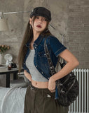 Wes Span Semi-Crop Snap Denim Shirt