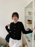 Missent Ribbed Button Round Knit Cardigan