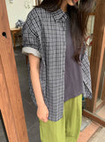 [BAONHAUS] Kinens Over Check Short Sleeve Shirt