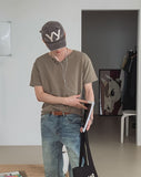Veil Button V-neck Short Sleeve T-shirt
