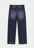 DAMAGE DART SEMI WIDE DENIM PANTS