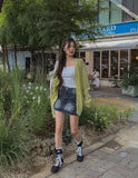 Yoni cargo denim mini skirt