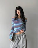 Pop Stripe Off Shoulder Long Sleeve