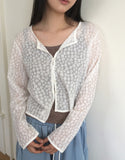 Cheche flower see-through button cardigan