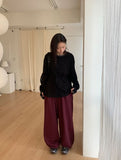 Chop-pit pin-tuck balloon wide banding pants