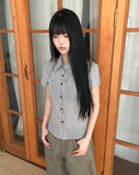 Shukong Check Short Sleeve Blouse