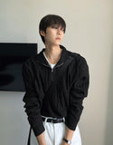Cable long sleeve knit half zip up ver
