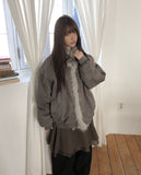 Deen high-neck quilted fur suede mustang jumper