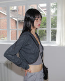 Roching lace duffel button crop hood cardigan