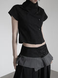 Mode Half-Neck Trench Blouse