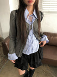 Eve Fake Layered Ruffle Shirt Cardigan