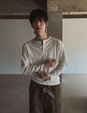 Swing Double Shoulder Rib Muscle Fit Henley Neck