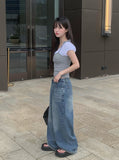 Liam Washed Denim Long Wide Pants