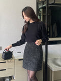 Speth Pearl Tweed A-Line Mini Skirt