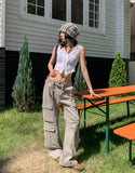 Deep multi 4 pocket wide cargo pants