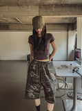 Military Snap Wide Bermuda Pants