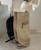 [BAONHAUS] Legen zipper cargo peach fuzz banding pants