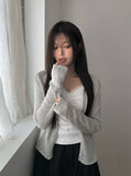 Detting Round V-Neck Knit Cardigan