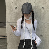 Otsu Angora Ribbed Cropped V-Neck Knit