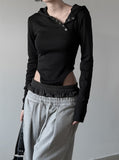 Cutout Bodysuit Unbalance Snap Hood
