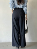 Chev Stripe Pintuck Wide Slacks