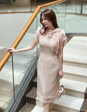 Jenia Tie Chiffon Tulip Sleeve Long One Piece