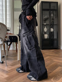Hard vintage washed cargo denim pants