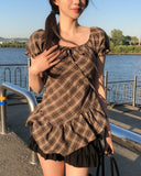Even Asymmetrical Check Blouse