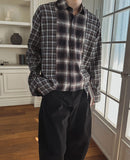 Nepri Cutting Layered Cropped Checkered Shirt