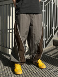 Nylon Two-Tone Curve Line Pants