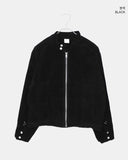 Artit Suede High Neck Studded Cut Long Sleeve Jacket