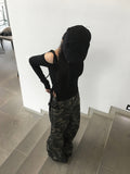 Naun Camo Back Pocket Snap Military Wide Pants