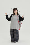 [BAONHAUS] Wake color matching raglan round long sleeve tee
