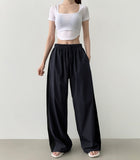 Rustle two-way side color matching jogger wide banding pants